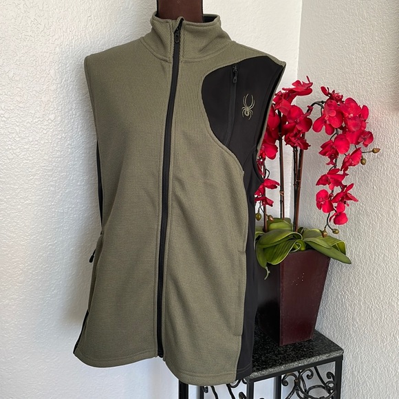 NWT Spyder Tea Leaf Black Green Fleece Lined Full Zip Vest Jacket - Picture 1 of 4